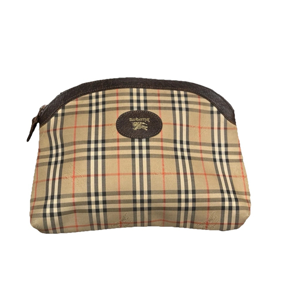 BURBERRY’s Nova Check Beige Canvas Pouch Clutch Vintage